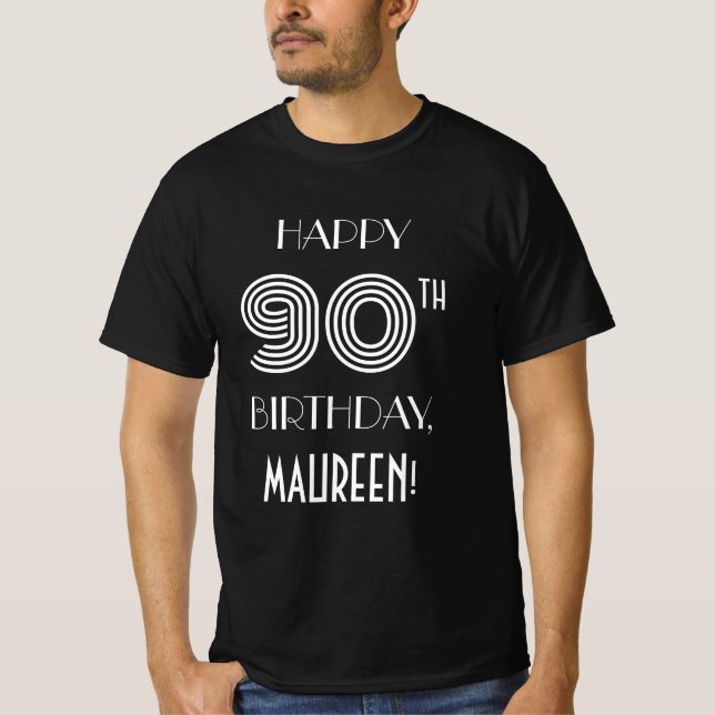 Art Deco Inspired Stil 90:e Födelsedagsfest Shirt T (Framsida)