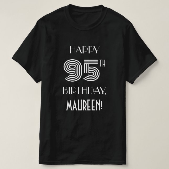Art Deco Inspired Stil 95:e Födelsedagsfesten Shir T Shirt (Design framsida)