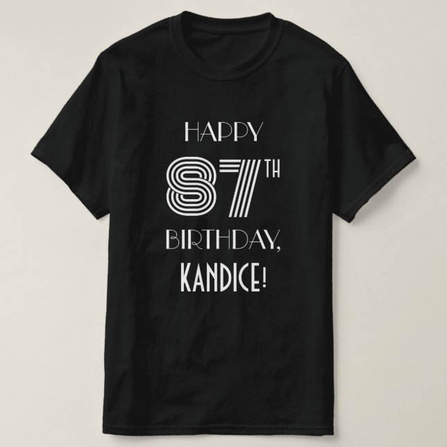Art Deco Inspired Style 87th Birthday Party Shirt T (Design framsida)