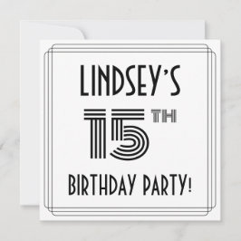 Art Deco-inspirerad 15:e Födelsedagsfesten, anpass Inbjudningar