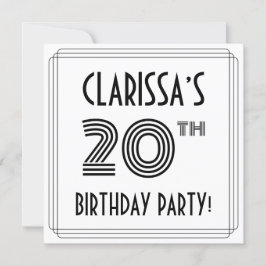 Art Deco-inspirerad 20:e Födelsedagsfesten, anpass Inbjudningar