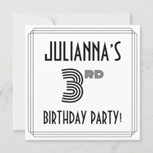 Art Deco-inspirerad 3:e födelsedagen Party, eget n Inbjudningar
