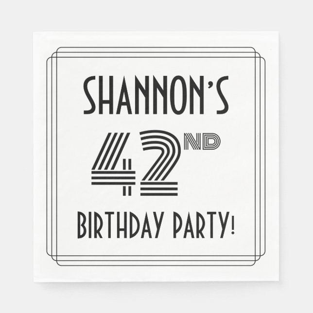 Art Deco-inspirerad 42:a Födelsedagsfest, anpassat Pappersservett (Framsidan)