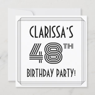 Art Deco-inspirerad 48:e Födelsedagsfest, anpassat Inbjudningar