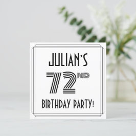 Art Deco-inspirerad 72:a Födelsedagsfest, anpassat Inbjudningar