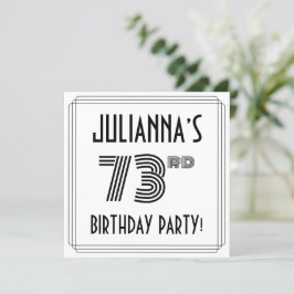 Art Deco-inspirerad 73:e Födelsedagsfest, anpassat Inbjudningar