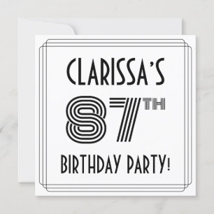 Art Deco-inspirerad 87:e Födelsedagsfest, anpassat Inbjudningar