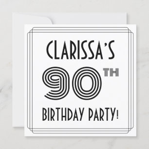 Art Deco-inspirerad 90:e Födelsedagsfest, anpassat Inbjudningar