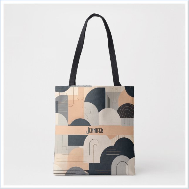 Art Deco Inspirerad Design i Persika & Svart Tygkasse (Skapare uppladdad)