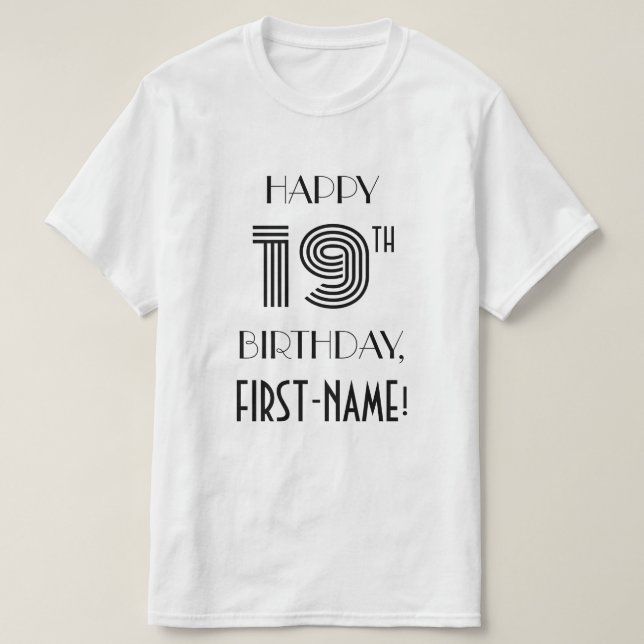 Art Deco-inspirerad Se 19:e Födelsedagsfesten Shir T Shirt (Design framsida)