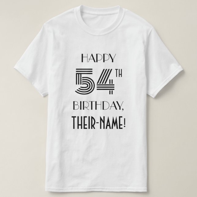 Art Deco-inspirerad Se 54:e Födelsedagsfesten Shir T Shirt (Design framsida)