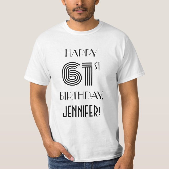 Art Deco-inspirerad Se 61:a Födelsedagsfesten Shir T Shirt (Framsida)