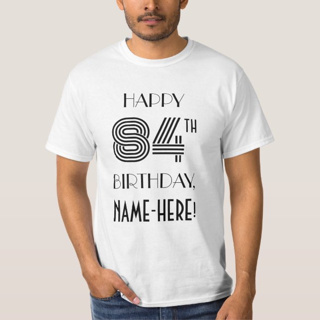 Art Deco-inspirerad Se 84:e Födelsedagsfesten Shir T Shirt (Framsida)