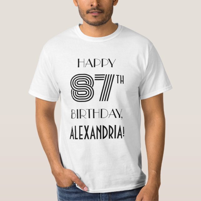 Art Deco-inspirerad Se 87:e Födelsedagsfesten Shir T Shirt (Framsida)