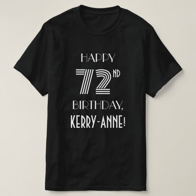 Art Deco Inspirerad Stil 72-års Födelsedagsfest T- T Shirt (Design framsida)