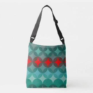 Art deco-inspirerad teal och röd abstrakt axelväska