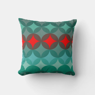 Art deco-inspirerad teal och röd abstrakt kudde
