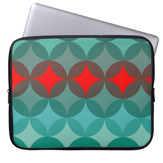 Art deco-inspirerad teal och röd abstrakt laptop fodral (Framsidan)