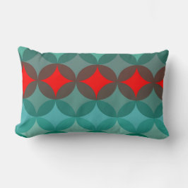 Art deco-inspirerad teal och röd abstrakt lumbarkudde