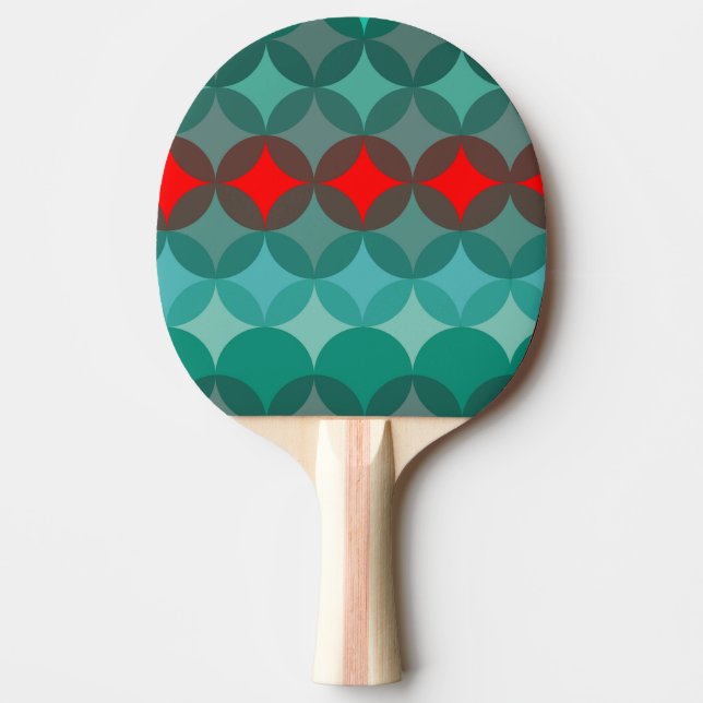 Art deco-inspirerad teal och röd abstrakt pingisracket (Framsidan)