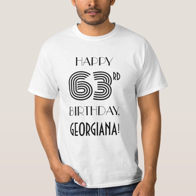 Art Deco-inspirerad utseende 63:e Födelsedagsfeste T Shirt (Framsida)