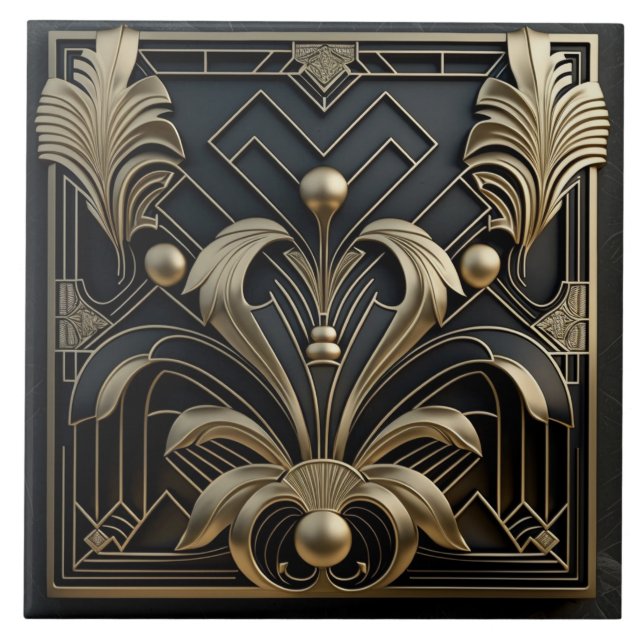 Art Deco-inspirerade keramiska plattor Kakelplatta (Framsidan)