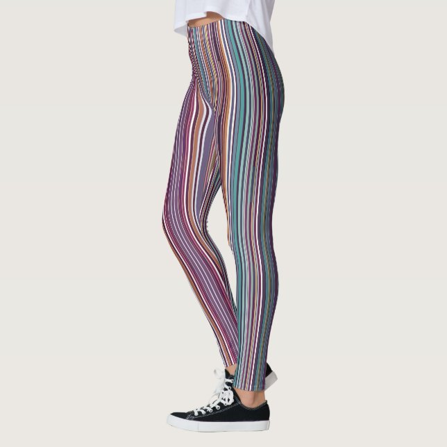 Art Deco-inspirerat vertikalt randmönster Leggings (Vänster)