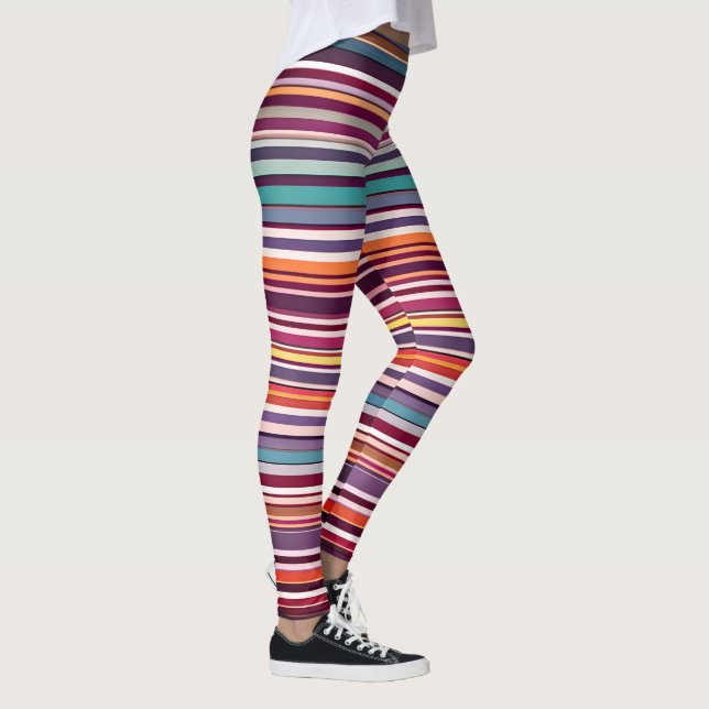 Art Deco Inspirerat Vertikalt Randmönster Leggings (Höger)
