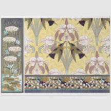 Art Deco Irises Blommigt Decoupage Papper