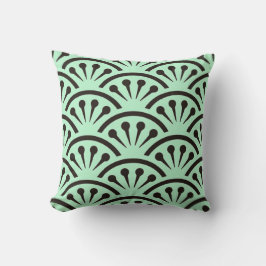 Art Deco Japan (Mint Grönt + Black) Kudde