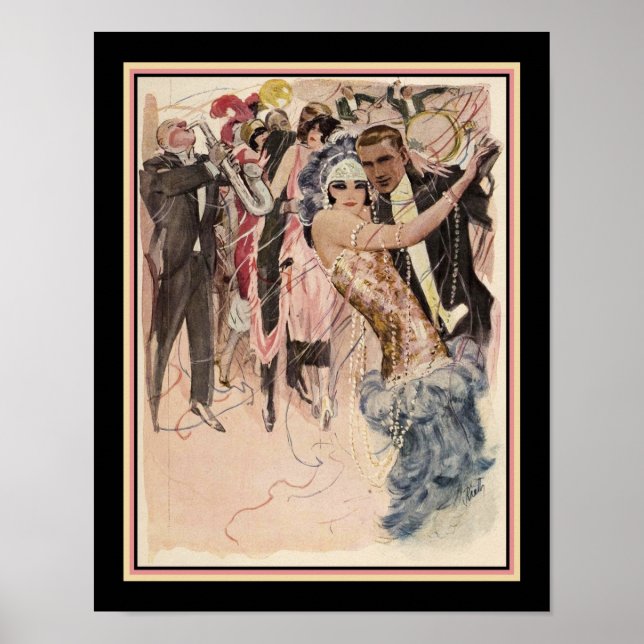 Art Deco Jazz/Dancers från 1920 Poster (Framsidan)