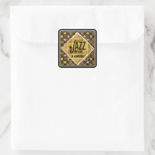 Art Deco Jazz IT Up Horn Nyårsafton Party Fyrkantigt Klistermärke