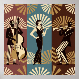 Art Deco Jazz Piano Kvinna Affisch 1920-talets G