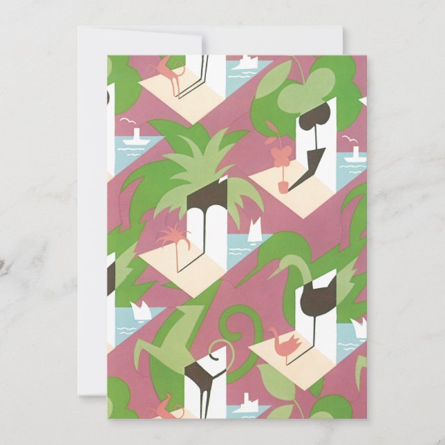 Art Deco Jazz Pochoir Palmträd och Fåglar från för (Framsida)