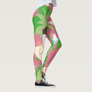 Art Deco Jazz Pochoir Palmträd och Fåglar från Svu Leggings