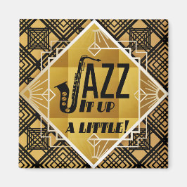 Art deco jazz saxophone Black guld musik Magnet