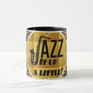 Art deco jazz saxophone Black guld musik Mugg