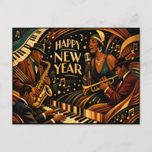 Art Deco Jazzmusik Gott Nytt År Helg Vykort