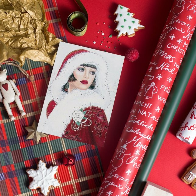 art deco jul helg retro dam add meddelande (Skapare uppladdad)