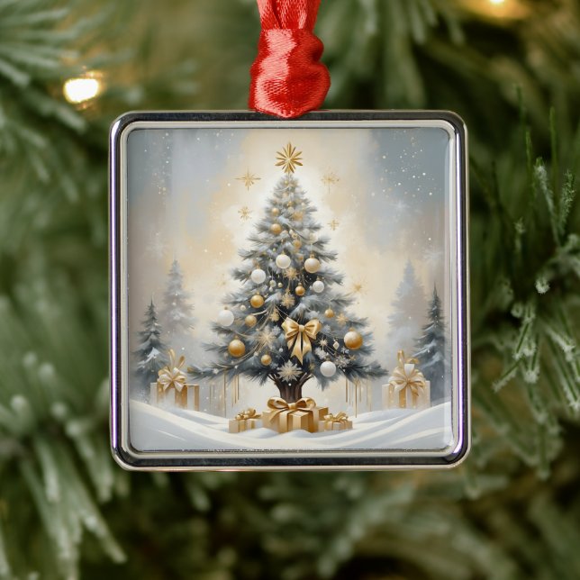 Art Deco-jul Luxurious Guld Bows and Gifts Julgransprydnad Metall (Träd)