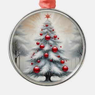 Art Deco-julens röda prydnadsföremål Vinter Julgransprydnad Metall