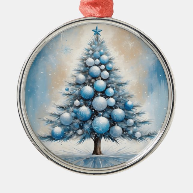 Art Deco Julgran Blue Luxurious Ornaments Julgransprydnad Metall (Framsidan)