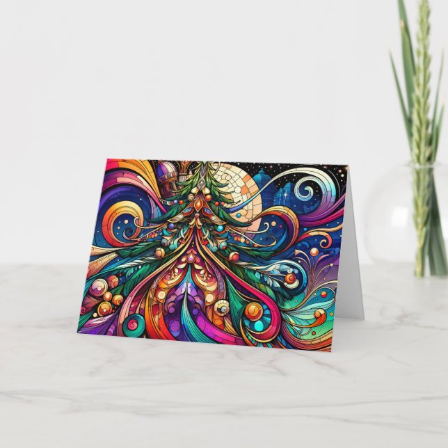 Art Deco Julgran Helgkort (Framsida)