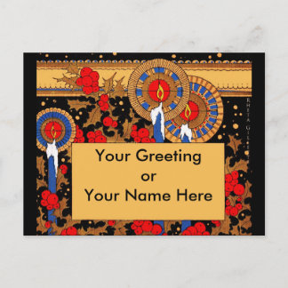 Art Deco-julljus och Holly Helg Vykort