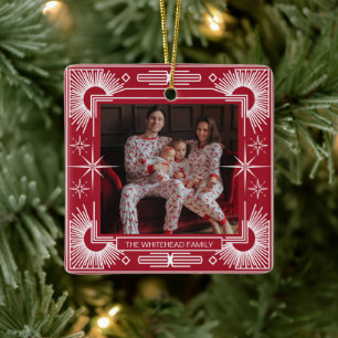 Art Deco-julstjärnan Helgdag Red Julgransprydnad Keramik