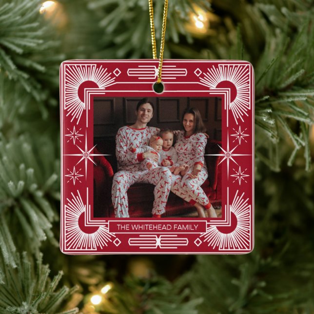 Art Deco-julstjärnan Helgdag Red Julgransprydnad Keramik (Träd)