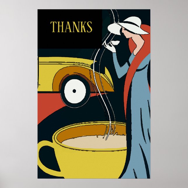 Art Deco-kaffetid Tack Poster (Framsidan)