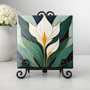 Art Deco Kallalilja Blomma Kakelplatta