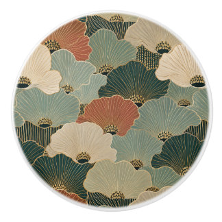 Art deco kammusslor Teal marinblå terrakotta Knopp