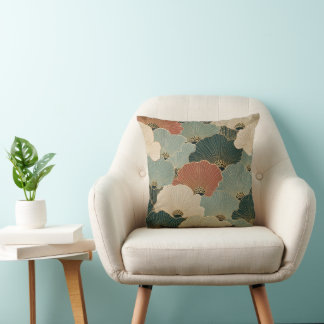 Art deco kammusslor Teal marinblå terrakotta Kudde